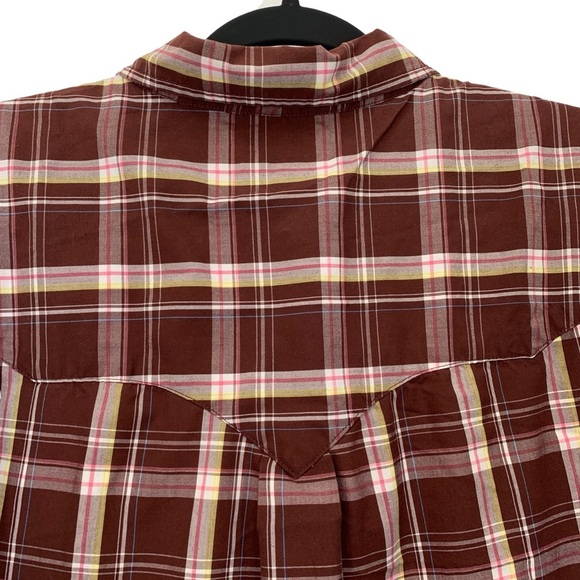 Quicksilver Western Shirt Mens XL Brown Plaid Button Down Pearl Snap Buttons Y2K - Picture 5 of 11